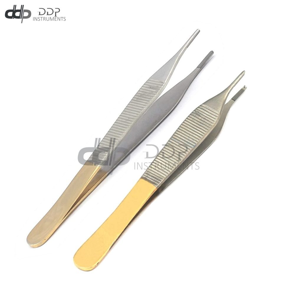 2 PLASTIC SURGERY ADSON DRESSING+TISSUE FORCEPS 4.75"SURGICAL INSTRUMENT GERMAN