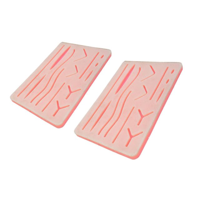 2 Pcs Medical Skin Suture Practice Silicone Pad Wound Simulated Training DS-1496