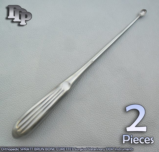 2 Pcs Orthopedic SPRATT BRUN BONE CURETTES 6/ 9" Surgical Instruments