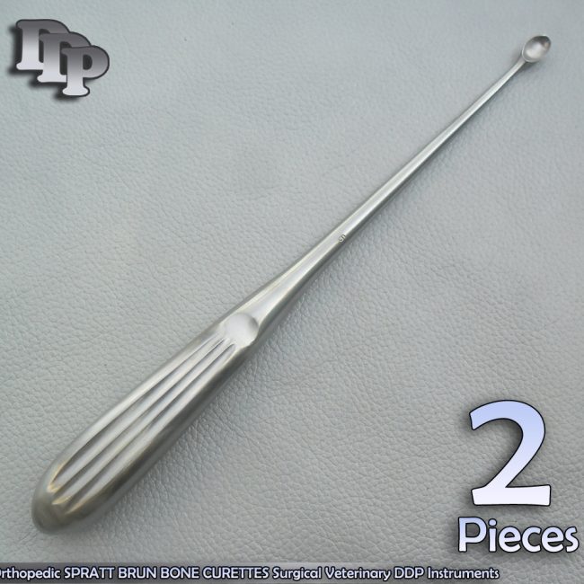 2 Pcs Orthopedic SPRATT BRUN BONE CURETTES 6/ 9" Surgical Instruments