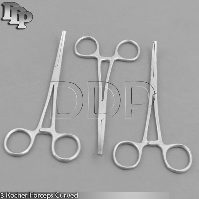 3 Kocher Hemostat Forceps Curved 6" New Surgical Instruments