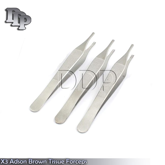 3 O.R GRADE ADSON BROWN TISSUE 9X9TEETH FORCEPS 4.75" SURGICAL VETERINARY DENTAL