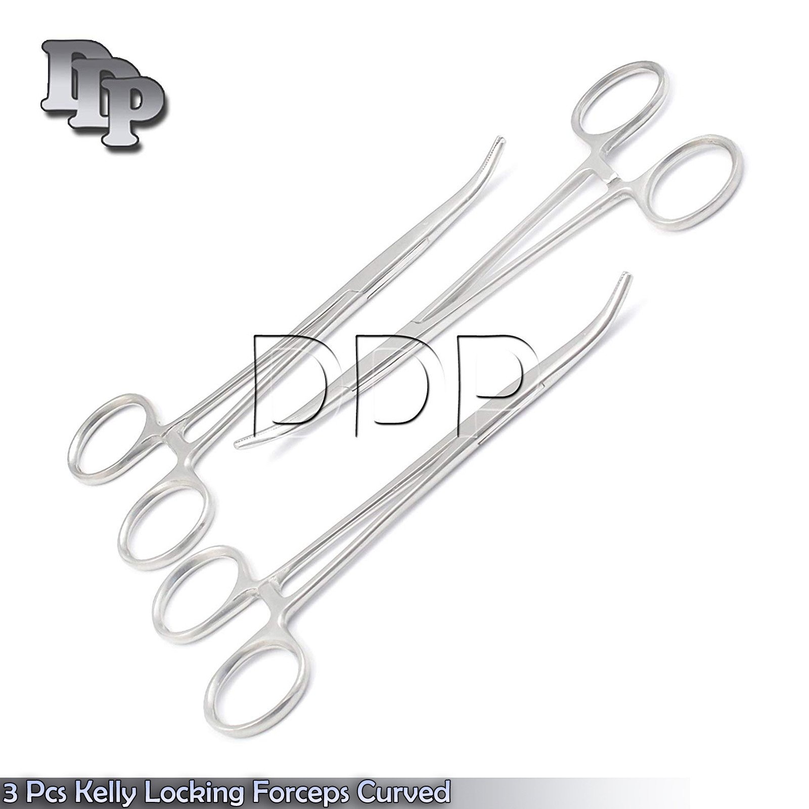 3 Pieces Kelly Locking Forceps Curved 5.5" Hemostatic Surgical Instruments