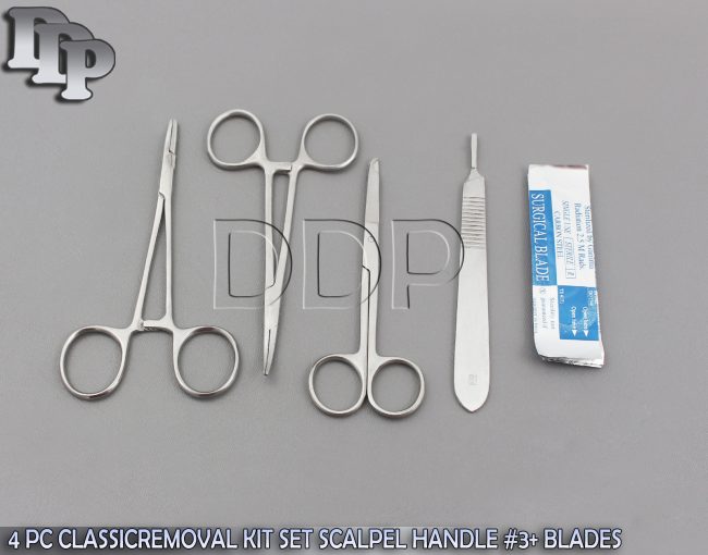 4 PC CLASSIC SUTURE  REMOVAL KIT SET (SCALPEL HANDLE #3+ 5 BLADES #11)