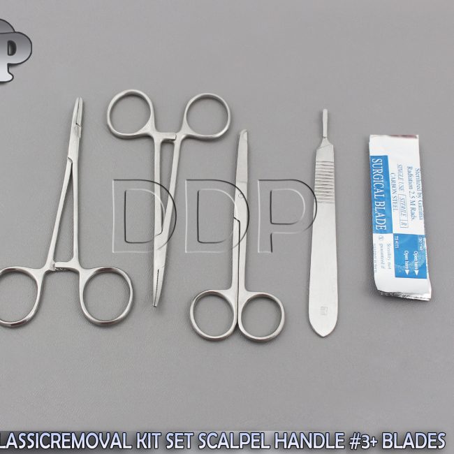 4 PC CLASSIC SUTURE  REMOVAL KIT SET (SCALPEL HANDLE #3+ 5 BLADES #15)