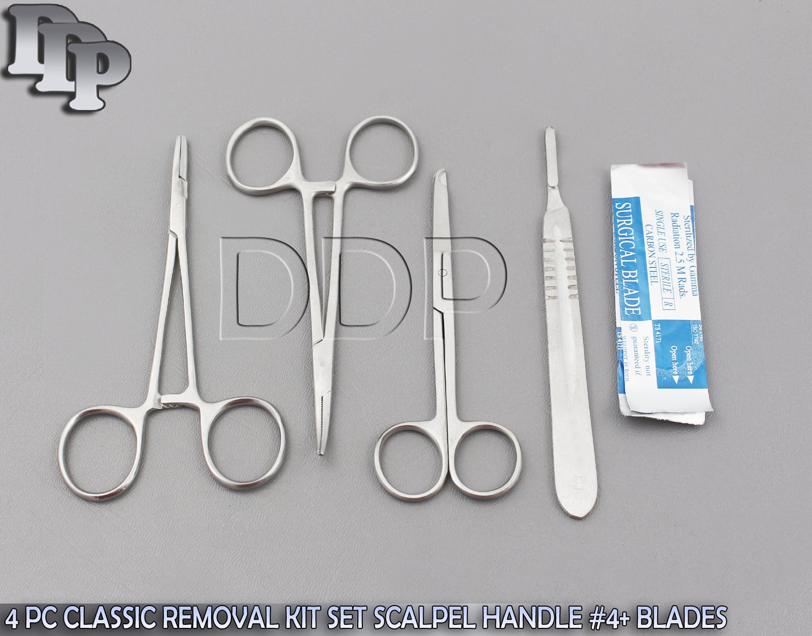 4 PC CLASSIC SUTURE REMOVAL KIT SET (SCALPEL HANDLE #4+ 5 BLADES #24)