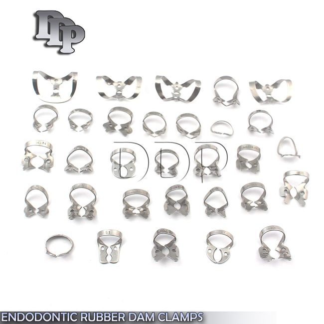 40 ENDODONTIC RUBBER DAM CLAMPS 40 DIFFERENT SIZES INSTRUMENTS