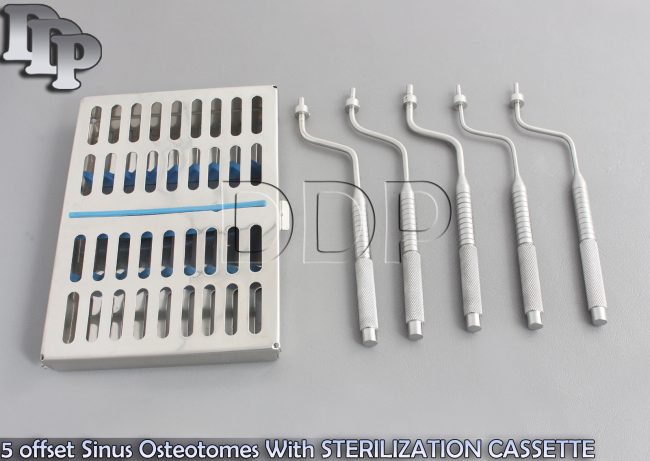 5 offset Sinus Osteotomes With STERILIZATION CASSETTE