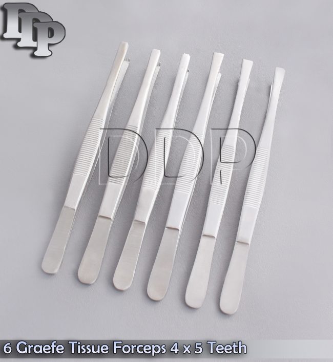 6 Graefe Tissue Forceps 6" Surgical Instruments 4 x 5 Teeth