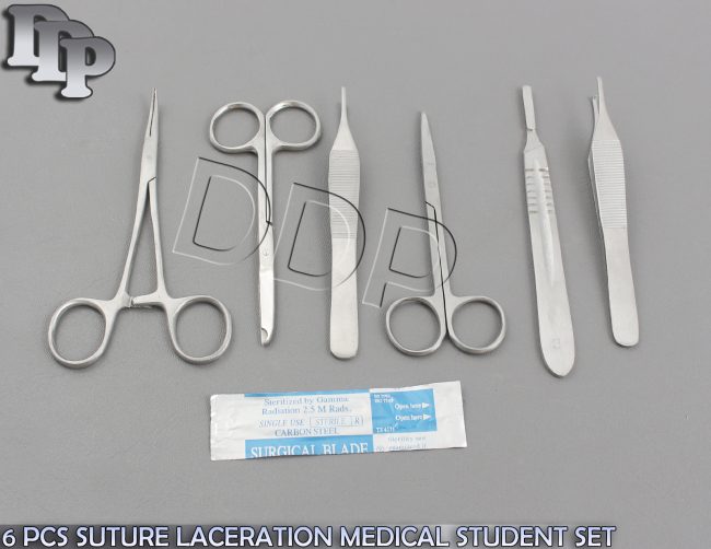 6 PCS SUTURE MEDICAL STUDENT SURGICAL INSTRUMENTS SET KIT+8 BLADE #20