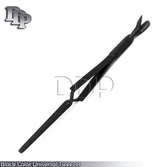 Black Cuticle Pusher Tweezer 7'' Acrylic Nail Pincher Tool Magic Want