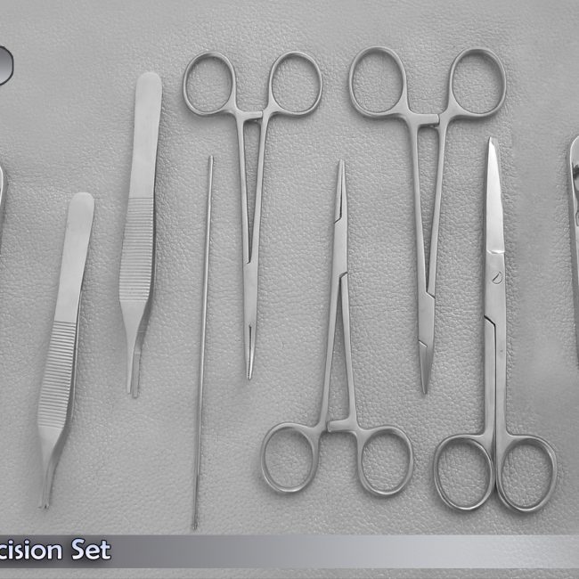 Circumcision Set c/w "2 Gomco" style clamp 1.1cm+1.3cm, s/s & 6 s/s inst DS-825