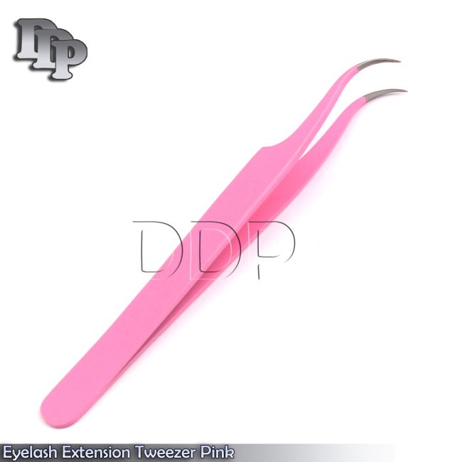 DDP Professional Curved Tweezers Pink Eyelash Extension