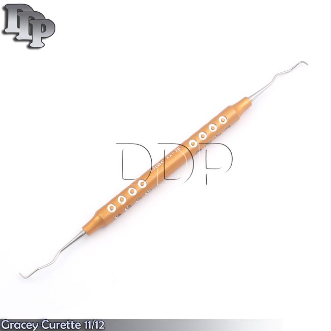 Dental Gracey Curette 11/12 Periodontal Hollow Handle Gold Color Surgical Instr