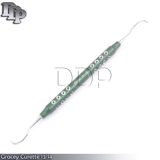 Dental Gracey Curette 13/14 Periodontal Hollow Handle Green Color Surgical Instr