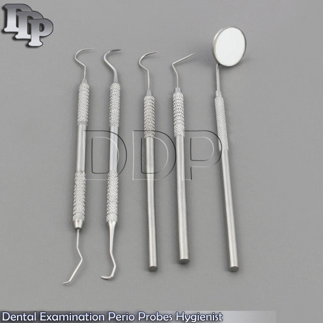Dentists Periodontal Probes Plaque Teeth Cleaning Inspection Mouth Mirror Handle