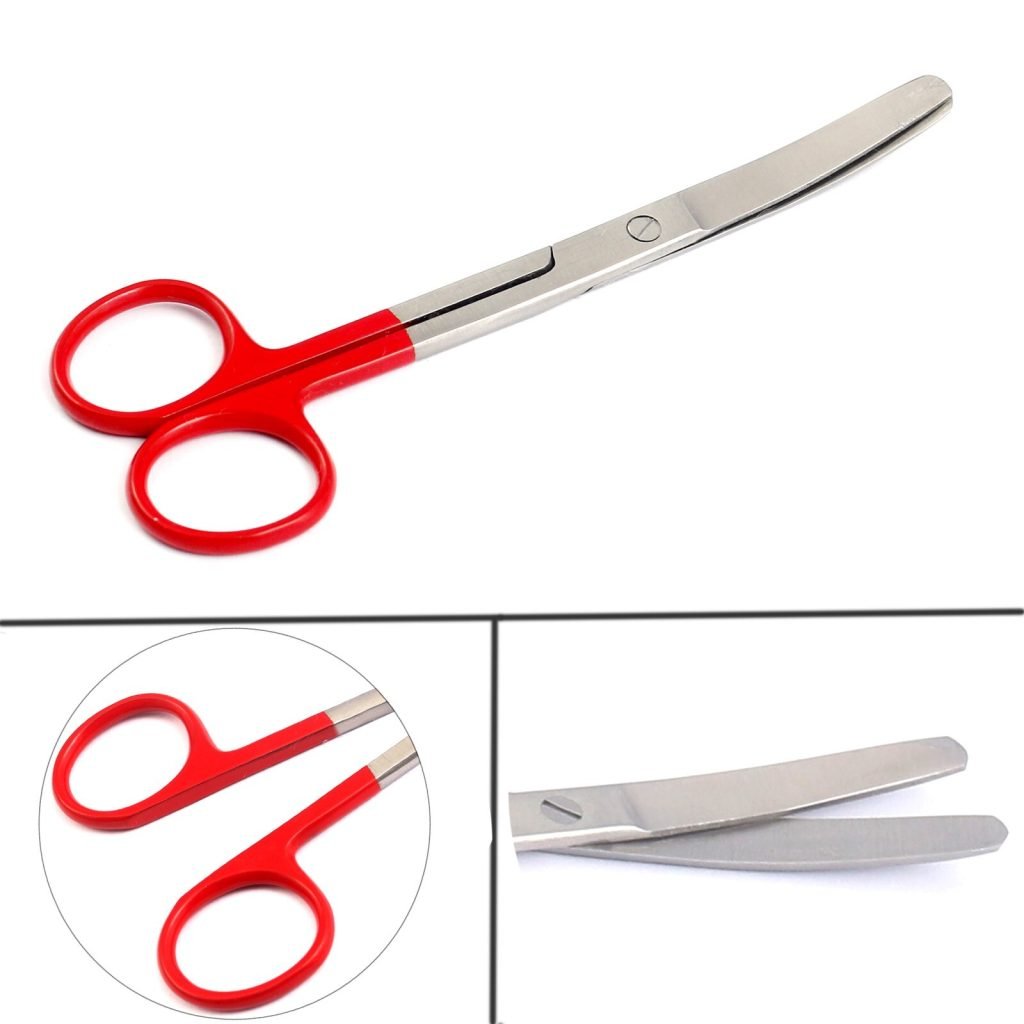 Dissecting Operating Scissors 5.5" Blunt/Blunt Curved Color Handle (Red)