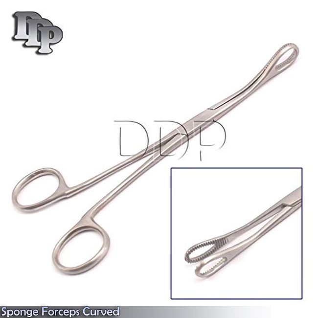 Foerster Sponge Holding Forceps Curved Serrated Jaws 7'' - 18 cm