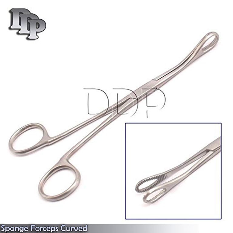 Foerster Sponge Holding Forceps Curved Serrated Jaws 7'' - 18 cm