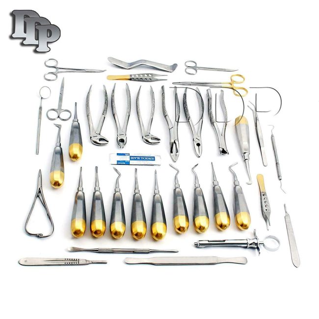 GERMAN 74 PC ORAL DENTAL SURGERY EXTRACTING ELEVATORS FORCEPS INSTRUMENT KIT SET