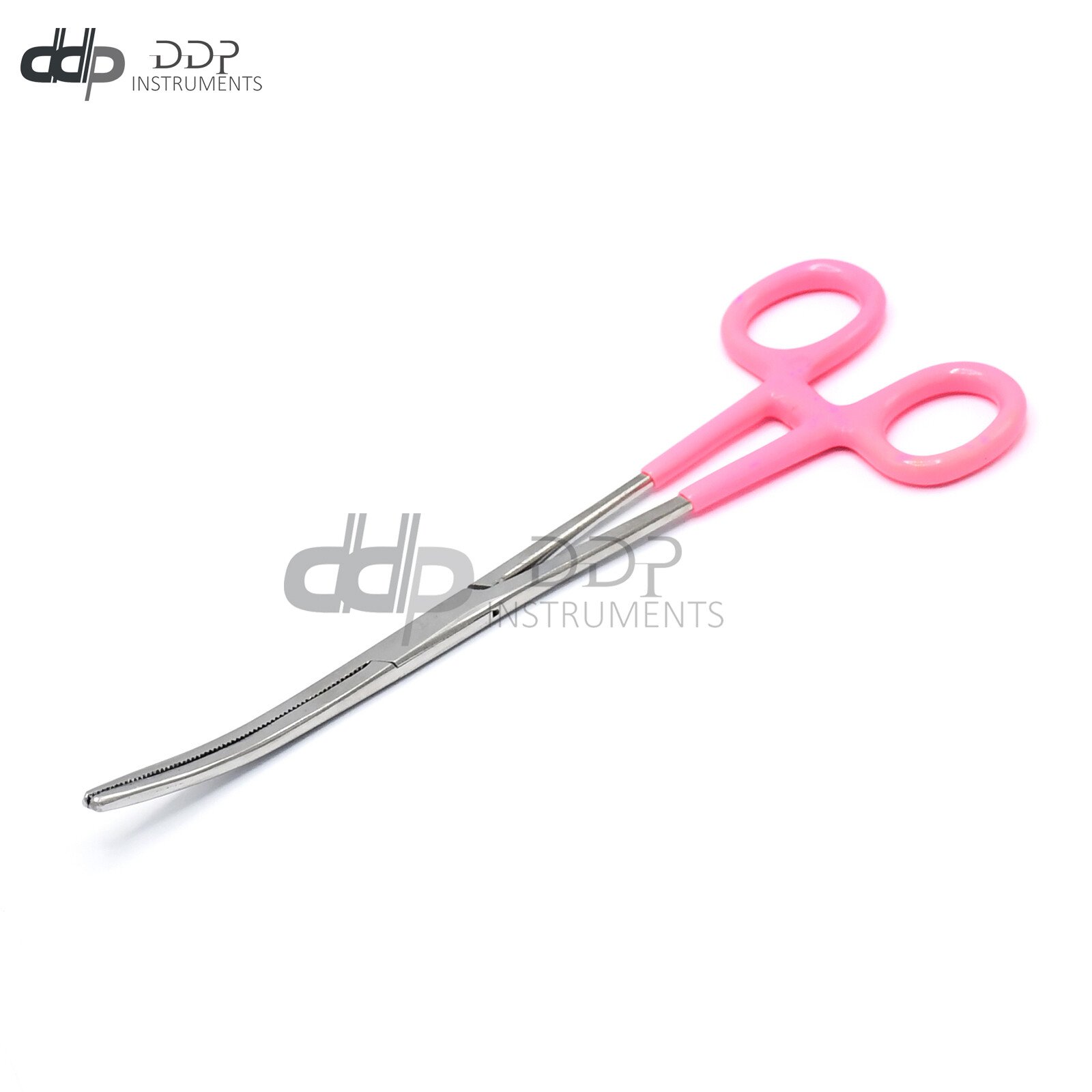 GERMAN STAINLESS ROCHESTER PEAN HEMOSTAT FORCEPS CURVED SERRATED TIP 10"-PINK - Image 3