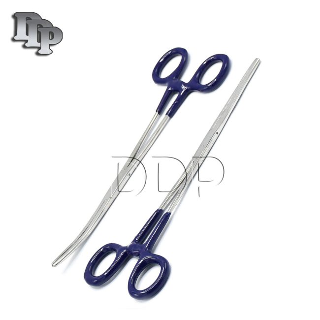 German 10" Hemostat Forceps LOCKING CLAMP STR+CVD Jaw Surgical Instrument-BLUE