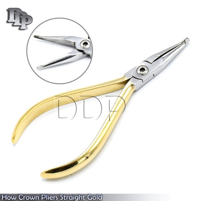 Gold Plated How Crown Pliers Straight Dental Instruments