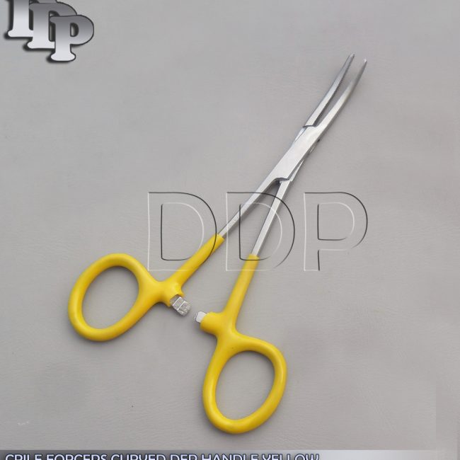 Hemostats Crile Forceps Surgical Instruments, Yellow Dep Handle 5.50" Curved