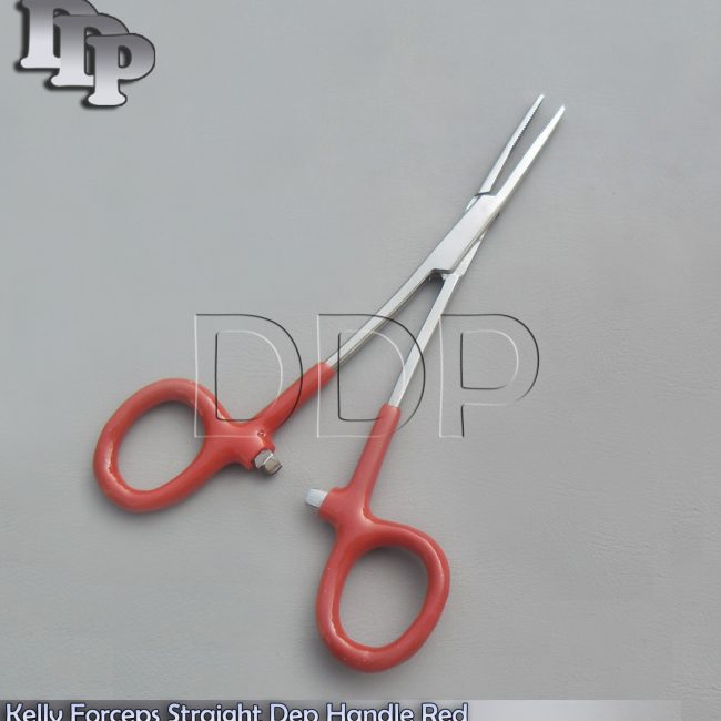 Hemostats Kelly Forceps Surgical Instruments, Red Dep Handle 6.25" Straight