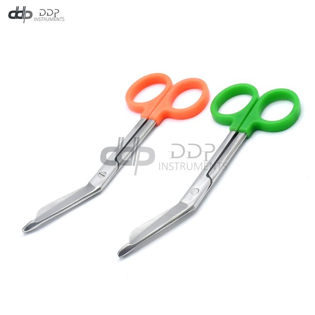 Lot Of 2 Pieces Bandage Nurse Scissors 5.5" Orange+Green Plastic Handle DS-1380