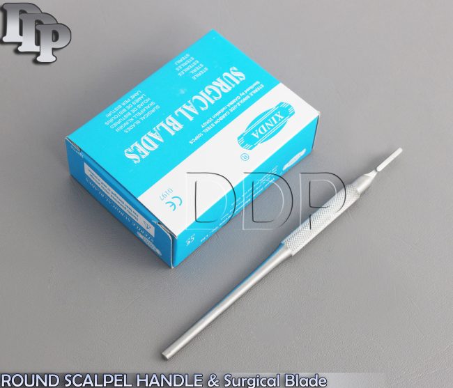 Lot of 50 Scalpel Blades #11 + #3 Metal Round Suitable Handle for Dermaplaning