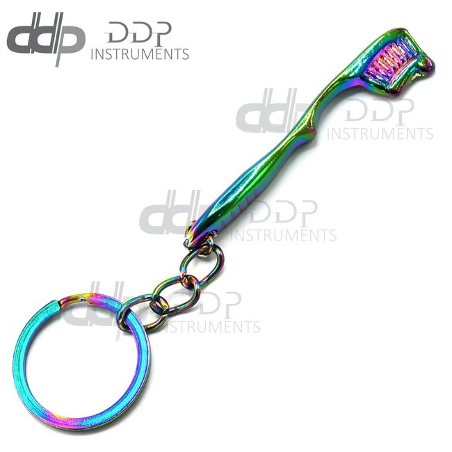Multi Color Rainbow Toothbrush Key Chain Stainless Steel Keychain