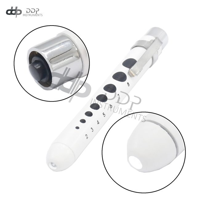 Off-White Reusable Nurse Penlight Pocket Medical LED with Pupil Gauge PL-012