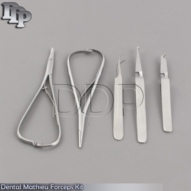 Orthodontic Bracket Removing Placing Holding Tweezers Dental Mathieu Forceps Kit