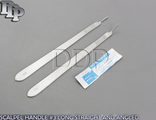 PREMIUM GRADE SCALPEL HANDLE #3 LONG STRAIGHT AND ANGLED + 10 EACH #10 BLADE