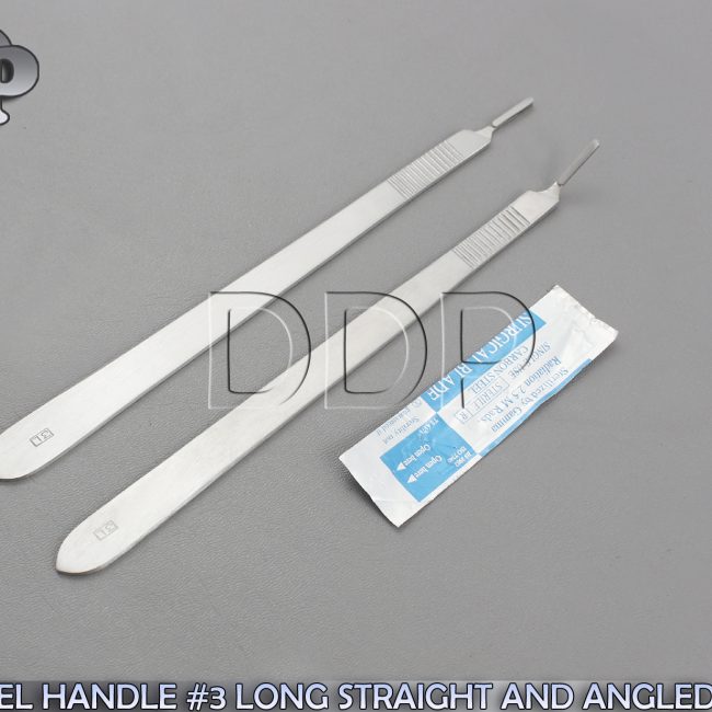 PREMIUM GRADE SCALPEL HANDLE #3 LONG STRAIGHT AND ANGLED + 10 EACH #10 BLADE