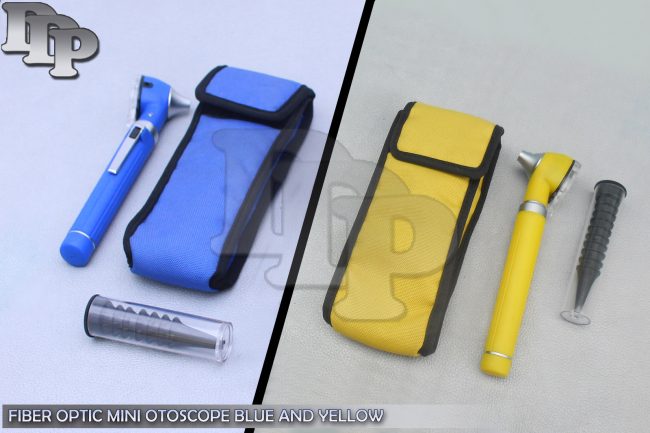 Pro Physician 2.5V Halogen Light FiberOptic Otoscope Diagnost Set Blue & Yellow