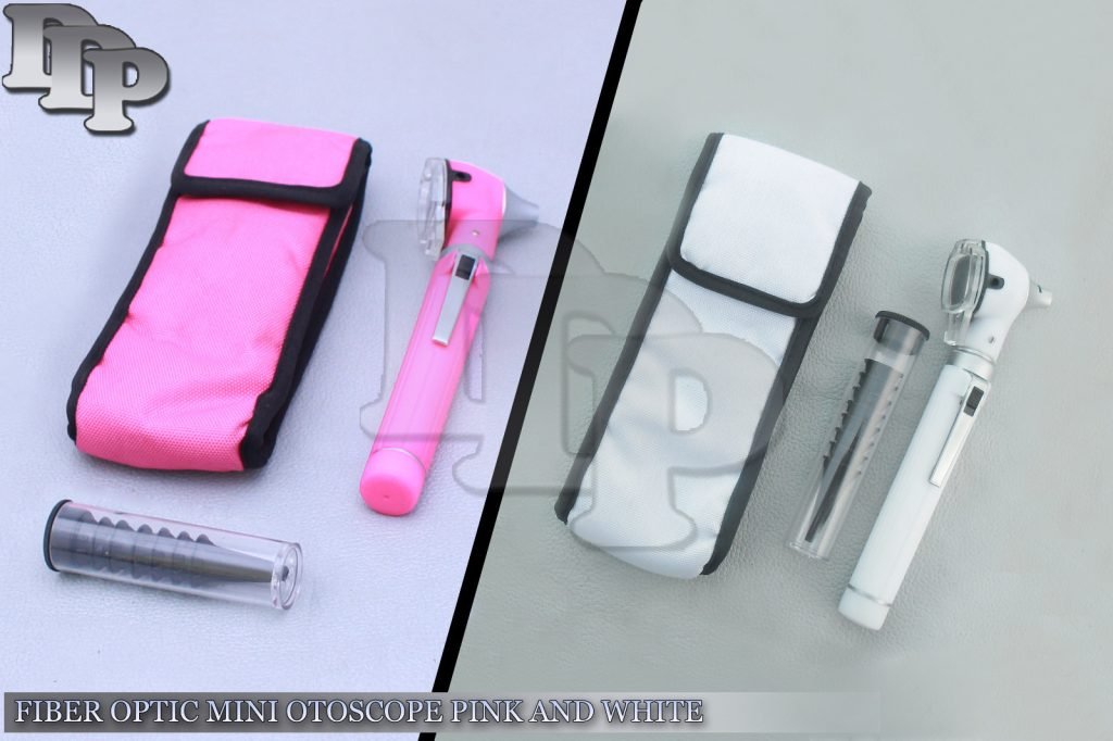 Pro Physician 2.5V Halogen Light FiberOptic Otoscope Diagnost Set Pink & White