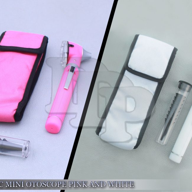 Pro Physician 2.5V Halogen Light FiberOptic Otoscope Diagnost Set Pink & White