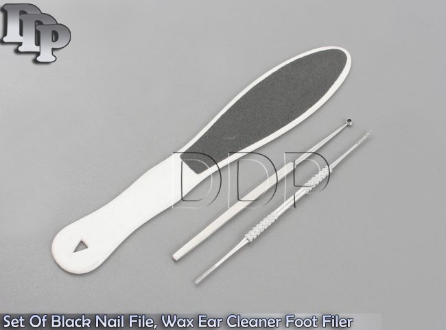 Professional Set Of Black Nail File, Medical Wax Ear Cleaner Foot Filer,BTS-60