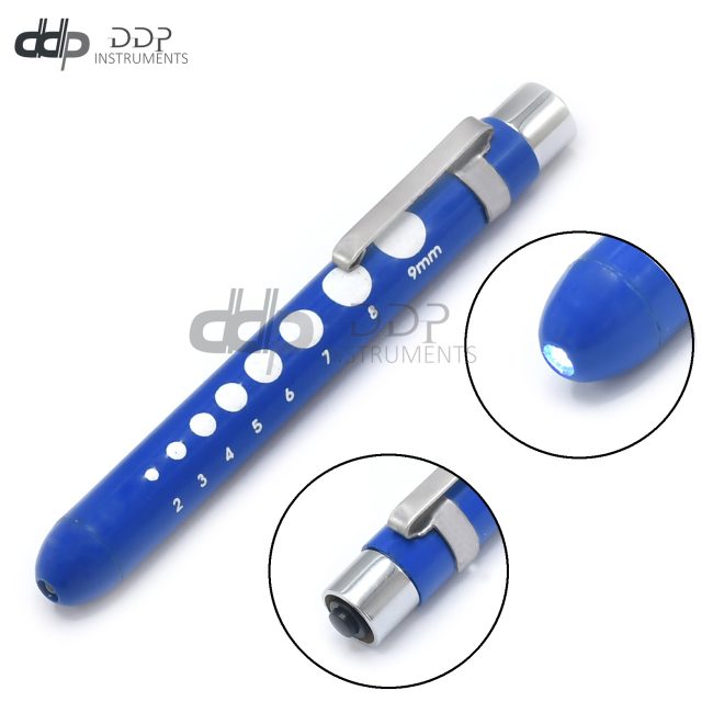 Royal- Blue Reusable Nurse Penlight Pocket Medical LED with Pupil Gauge PL-015