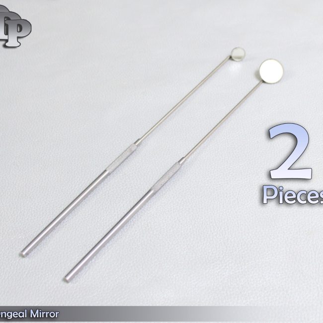 SET OF 2 LARYNGEAL BOILABLE HYGIENE DENTAL MIRRORS WITH HANDLE #0 #5