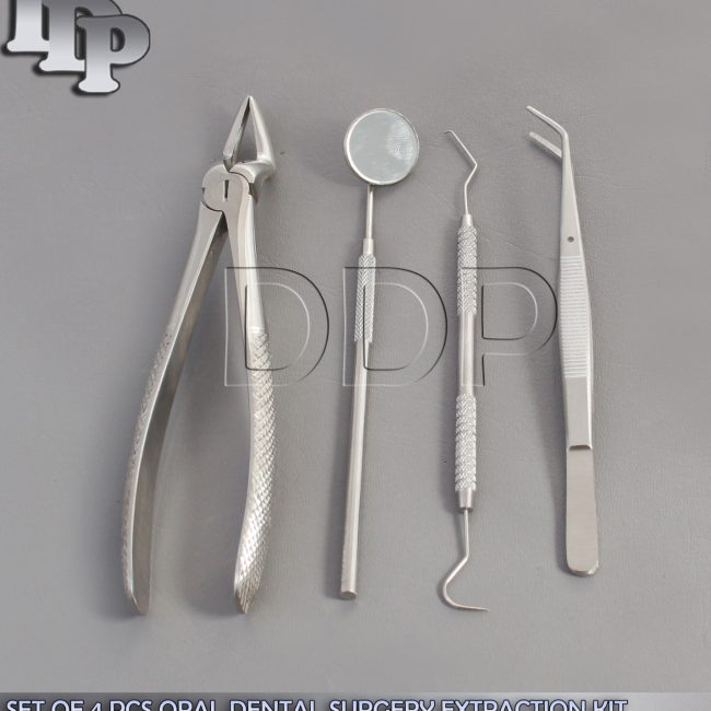 SET OF 4 PCS ORAL DENTAL SURGERY EXTRACTION KIT WITH EXTRACTING FORCEPS #52