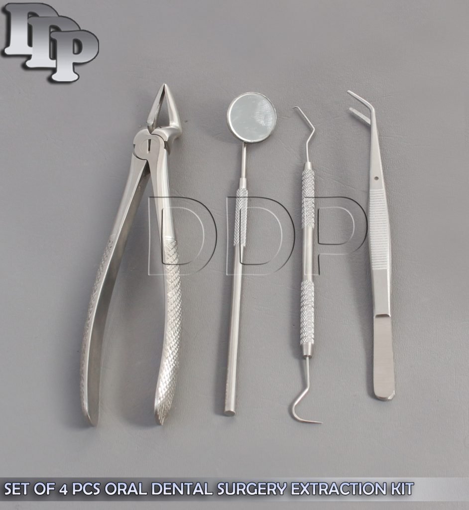SET OF 4 PCS ORAL DENTAL SURGERY EXTRACTION KIT WITH EXTRACTING FORCEPS #52