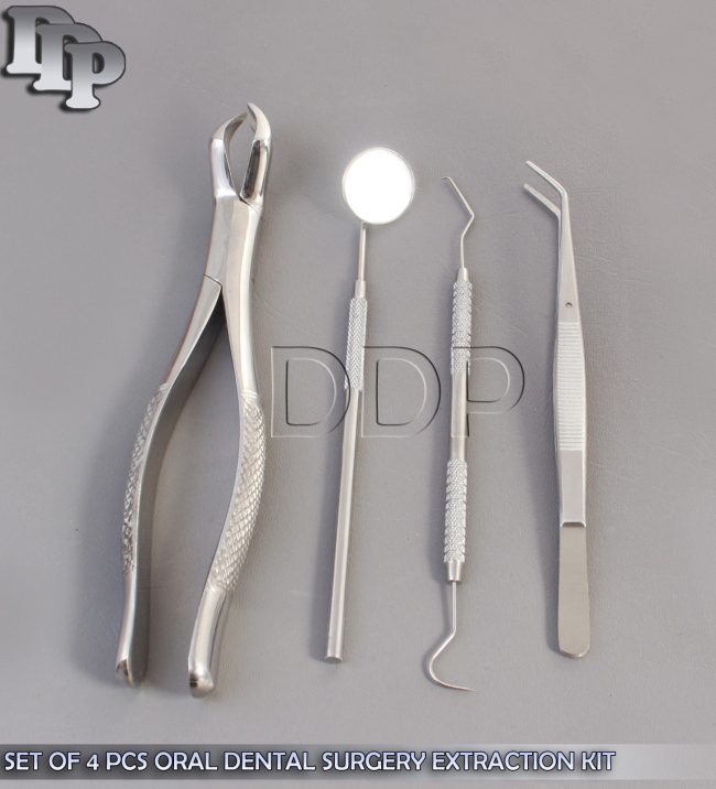 SET OF 4 PCS ORAL DENTAL SURGERY EXTRACTION KIT WITH EXTRACTING FORCEPS #88R