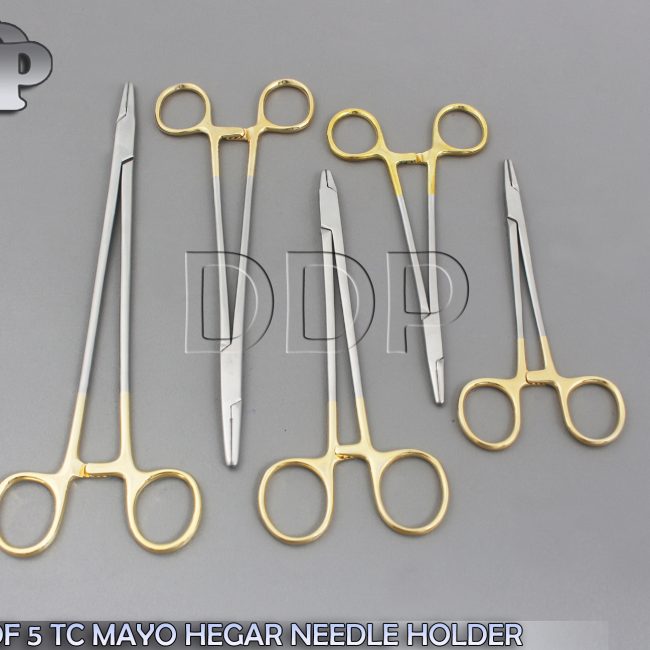 SET OF 5 T/C MAYO HEGAR NEEDLE HOLDER 6" 7" 8" 9" 10" W/ TUNGSTEN CARBIDE INSERT
