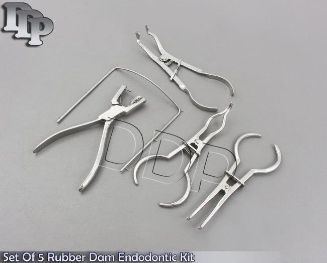 Set Of 5 Rubber Dam Endodontic Kit Anisworth Brewer Clamps Dental Forceps DN-463