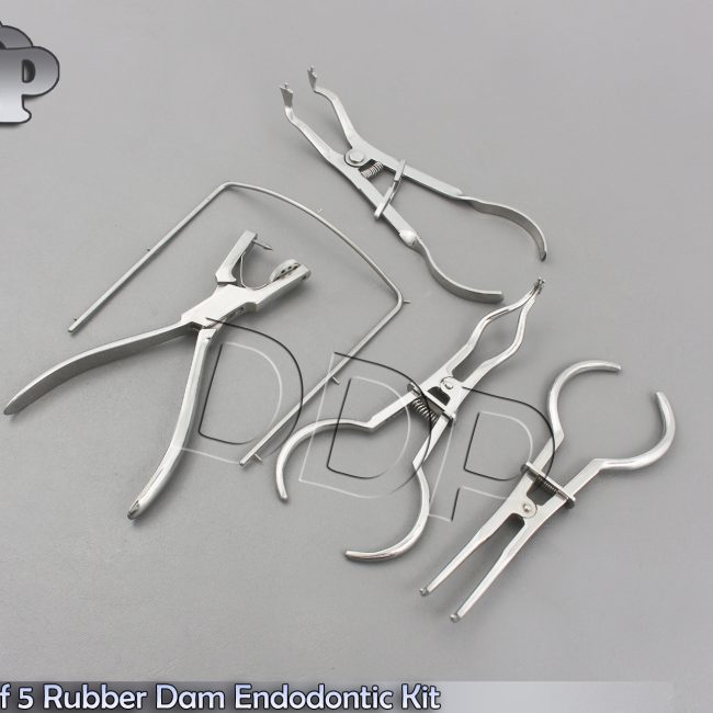 Set Of 5 Rubber Dam Endodontic Kit Anisworth Brewer Clamps Dental Forceps DN-463