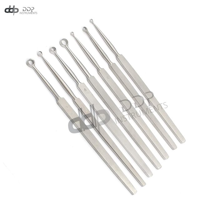 Set Of 7 Fox Dermal Curettes 1mm-7mm Dermatology Surgical Instruments
