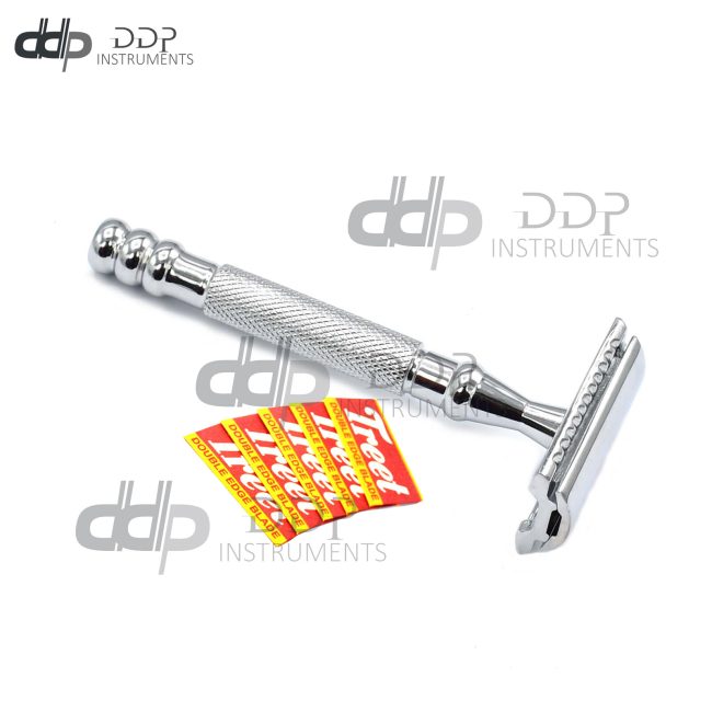 Stainless Steel Safety Razor Siliver For Manual Shaving + Blades BTS-319